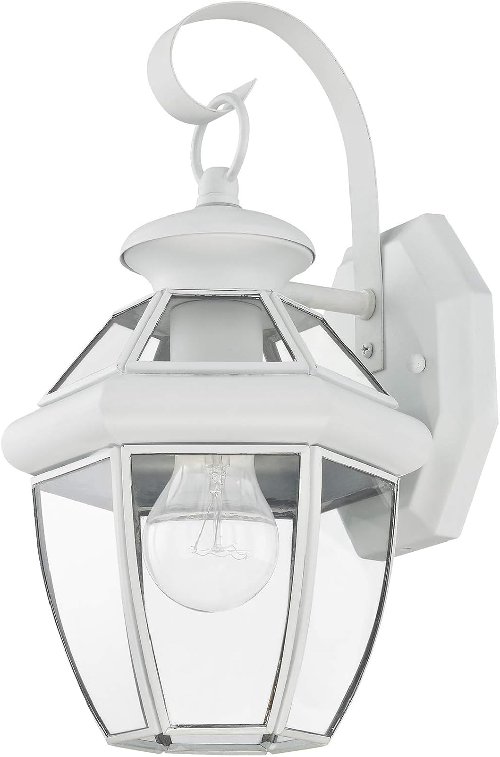 Livex Lighting 2051-03 Monterey 1 Light Outdoor White Finish Solid Brass Wall Lantern with Clear Beveled Glass