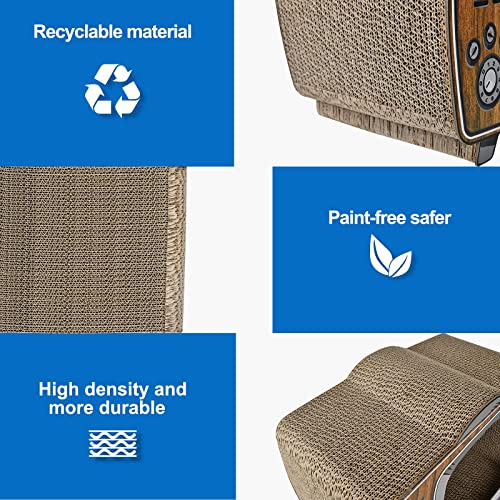 FluffyDream TV Cat Scratcher Cardboard Lounge Bed, Cat Scratching Board, Durable Board Pads Prevents Furniture Damage