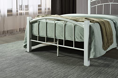 HODEDAH Complete White Metal Platform Bed with Headboard and Footboard in Twin Size