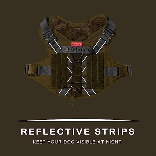 PETODAY Tactical Dog Harness for Large Dogs, Heavy Duty Dog Harness with Handle, No-Pull Service Dog Vest, Adjustable Military Dog Harness Molle Vest for Training Hunting Hiking, Black,L