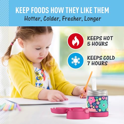 THERMOS FUNTAINER 10 Ounce Stainless Steel Vacuum Insulated Kids Food Jar with Spoon, Sketchbook