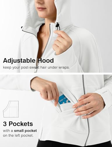 TBMPOY Women's Casual Full Zip Up Hoodies Lightweight Thin Cotton Long Sleeve w Pockets Hooded Jackets Sports Athletic