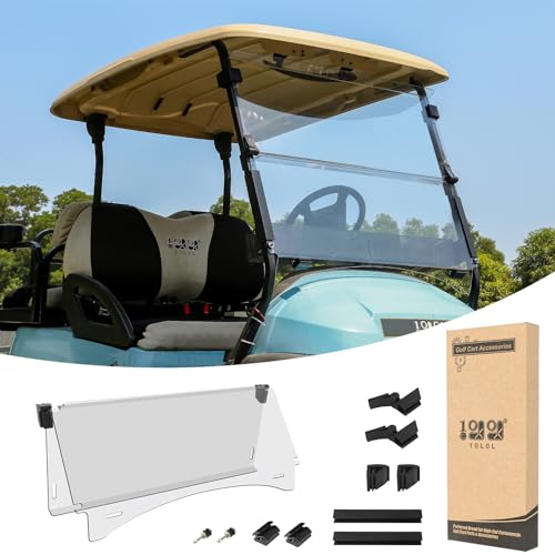 10L0L Golf Cart Windshield Compatible with Club Car Precedent G&E 2004-up Models, Foldable and Ultraviolet-proof, 37.5