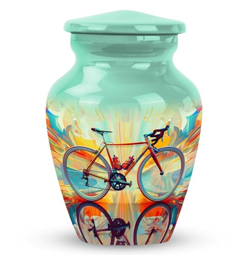 Abstract Cycling Dreams Motorcycle - Small Urns Ashes - Compact Mini Urn for Ashes - Elegant Small Keepsake - Portable Memorial for Adults 3 Inch, 1 Pc, Natural, KA-CLS-URN-1881-keepsake-1-M