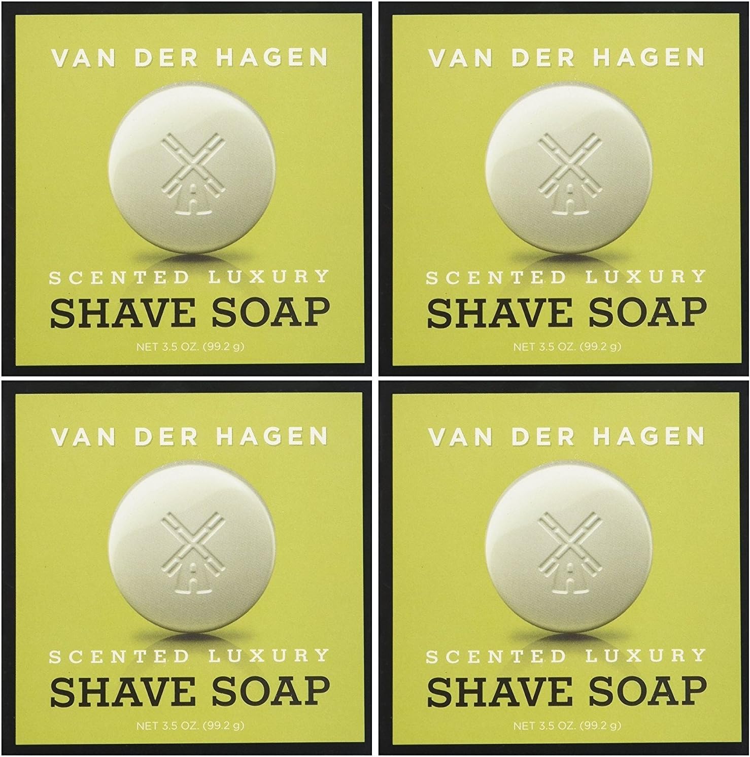 Van Der Hagen Men's Luxury Scented Shave Soap, 3.5 Ounce (Pack of 4)