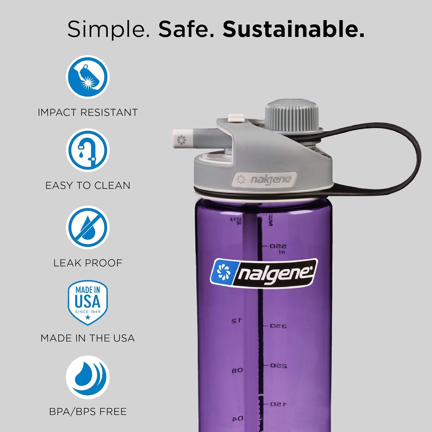Nalgene Sustain Tritan BPA-Free MultiDrink Water Bottle Made with Material Derived from 50% Plastic Waste, 20 OZ, Green