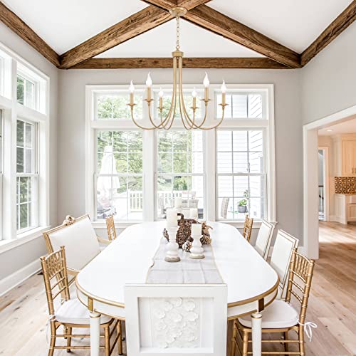 ALISADABOY White Chandelier Farmhouse Antique Chandeliers for Dining Room French Country 8 Light Rustic Entryway Hanging Light Fixture for Kitchen Island Hallway Vintage Pendant Lighting