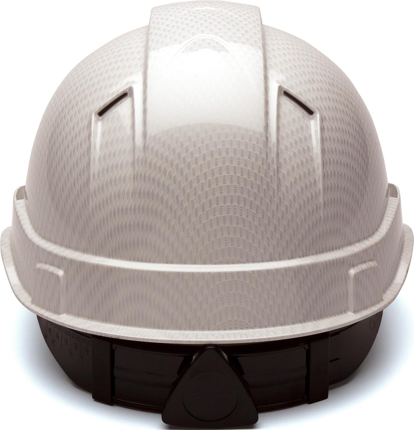 PYRAMEX Ridgeline Cap Style Hard Hat, Vented, 4-Point Ratchet Suspension, Shiny White Graphite Pattern