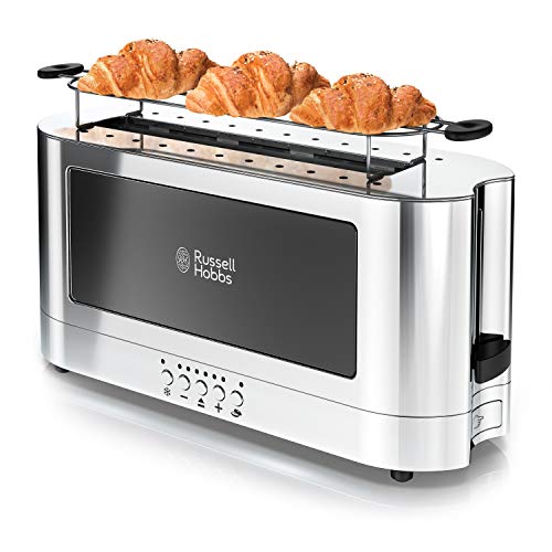 Russell Hobbs TRL9300GYR 2-Slice Glass Accent Long Toaster, Silver & Stainless Steel