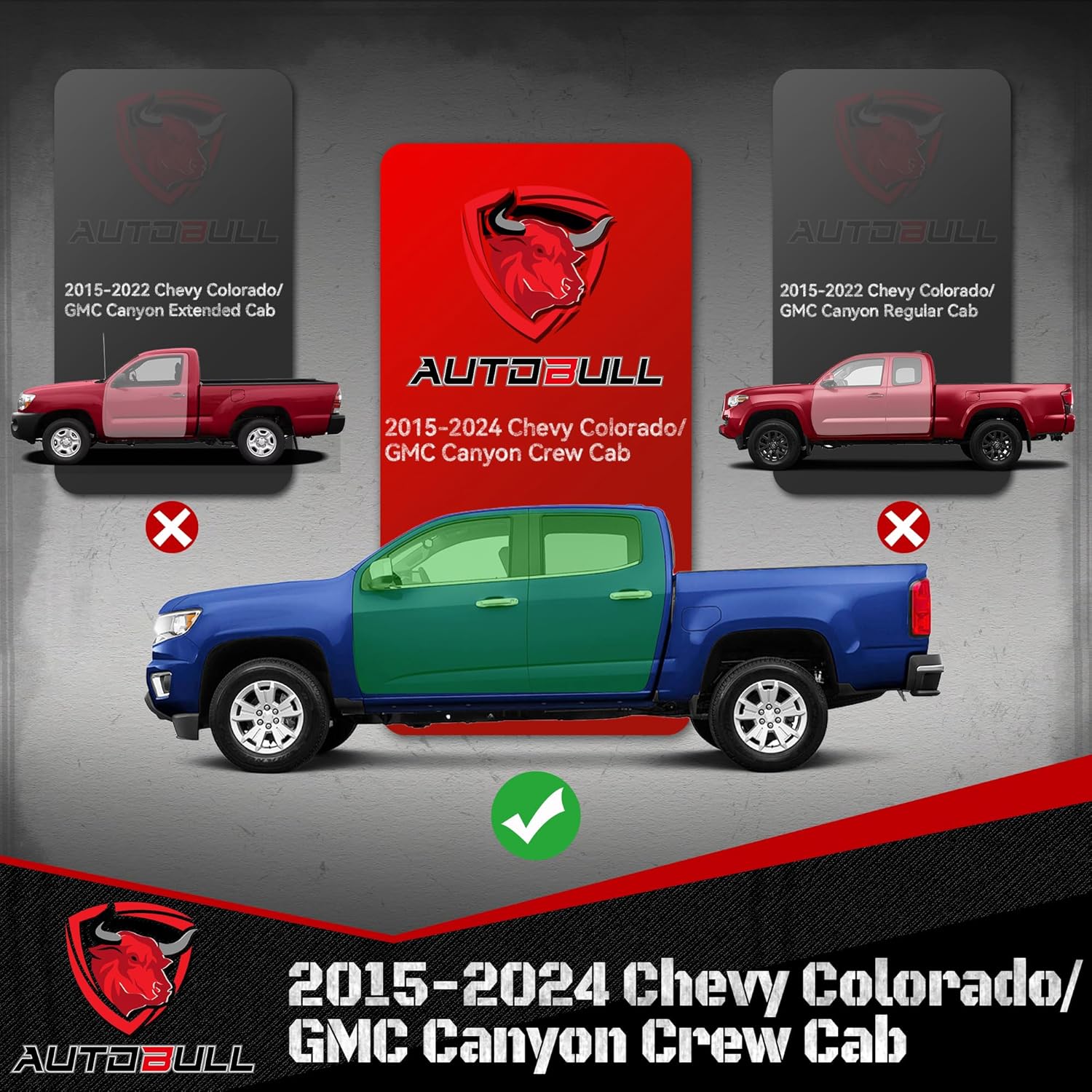 Running Boards Compatible with Chevy Colorado/GMC Canyon 2015-2024 Crew Cab, 6