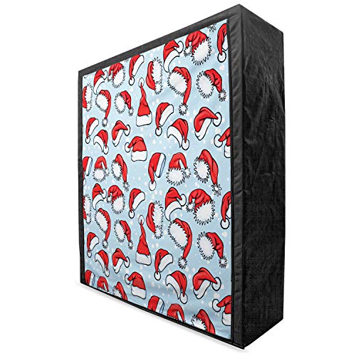 Ambesonne Christmas Portable Fabric Wardrobe, Pop Art Style Retro Posters Inspired Old-Fashion Santa Hats and Snow Illustration, Clothing Organizer and Storage Closet with Shelves, 33.5