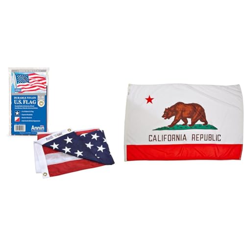 Annin Flagmakers Model 2460 American Flag All-Weather Nylon SolarGuard Nyl-Glo, 3x5 ft. & South Carolina State Flag USA-Made to Official State Design Specifications, 3 x 5 Feet (Model 144860)