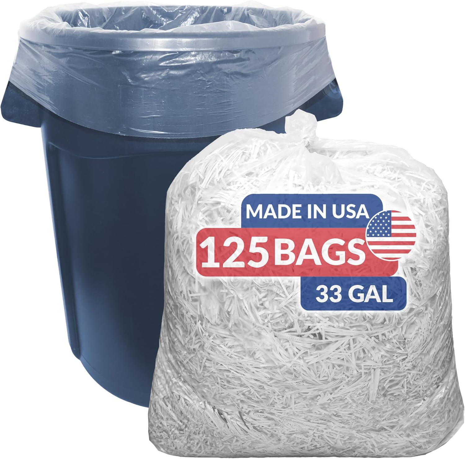 Reli. SuperValue 33 Gallon Trash Bags | 125 Count | Made in USA | Heavy Duty | Clear Multi-Use Garbage Bags