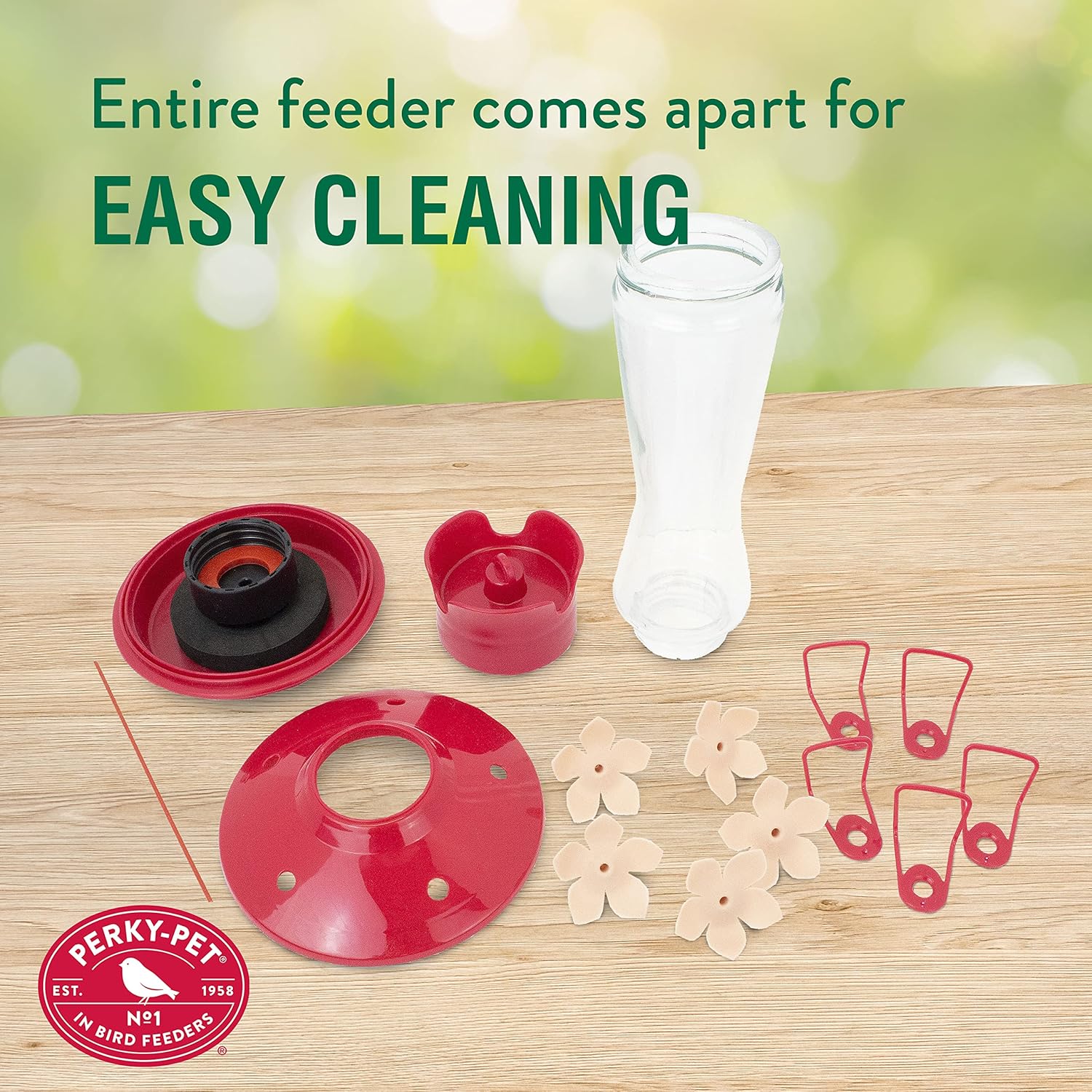 Perky-Pet 9201-6 Top-Fill Pinch-Waist Glass Hummingbird Feeder – 12 oz, PInk