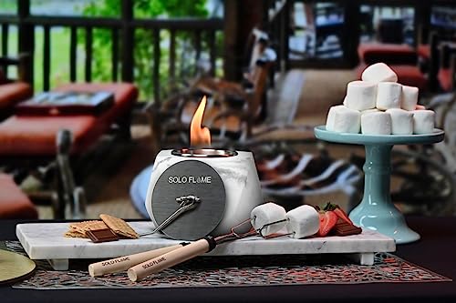 Tabletop Fire Pit for Indoor and Outdoor Use | Rubbing Alcohol Fueled Concrete Mini Firepit | Smores Maker (White)