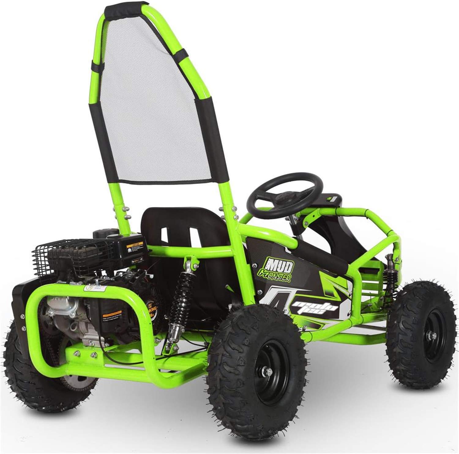 MotoTec Mud Monster 98cc Go Kart Full Suspension Green, Large