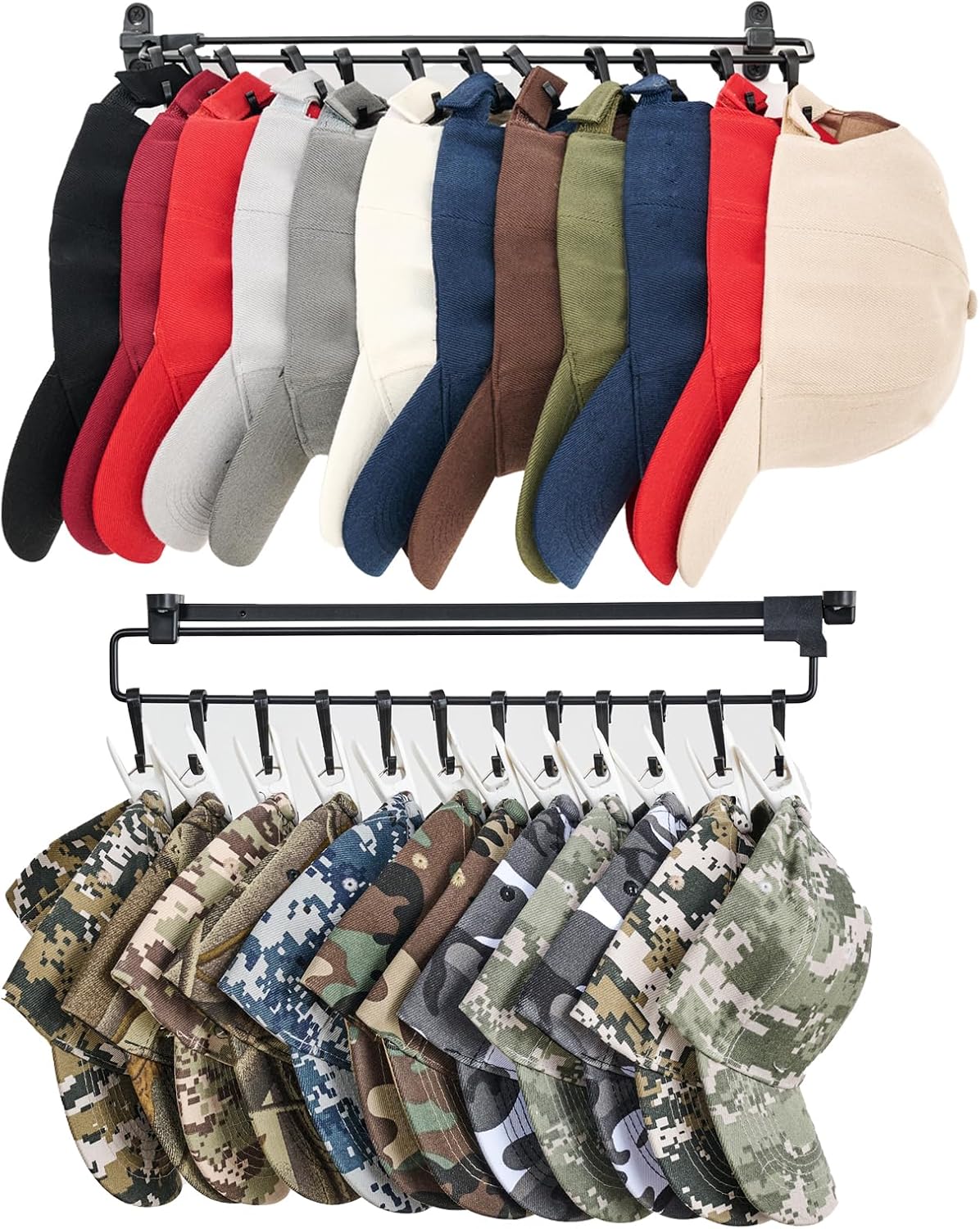 Closet Hat Organizer Hat Stand for Baseball Caps, Ball Cap Storage Organizer with 18 Hat Hooks, Hat Holder On Wall for Men Women, Space Saver Hat Hangers for Closet, Organizador De Gorras, 2pcs