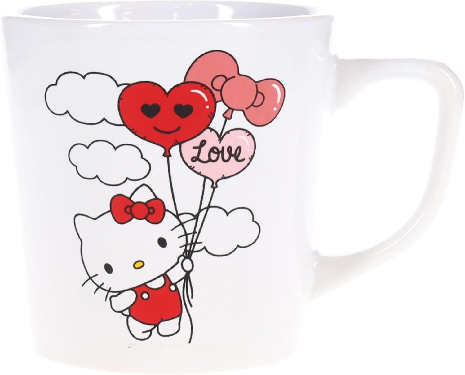 Silver Buffalo Sanrio Hello Kitty Love Balloon Wide Rim Ceramic Latte Mug | Large Coffee Cup For Espresso, Tea, Coca | Holds 17 Ounces
