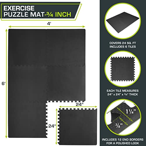 ProsourceFit Extra Thick Puzzle Exercise Mat ¾” and 1
