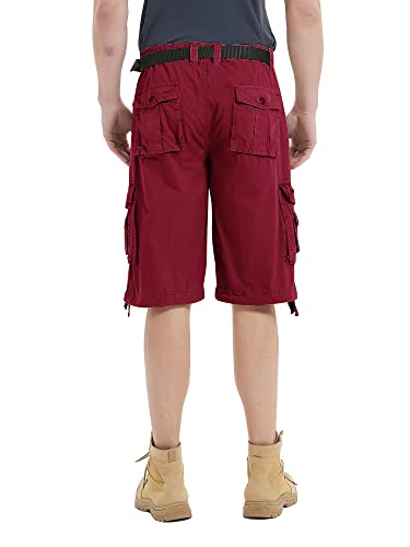 Men's Belted Cargo Shorts 13 Inch Ripstop Cotton Relaxed Fit Casual Work Shorts