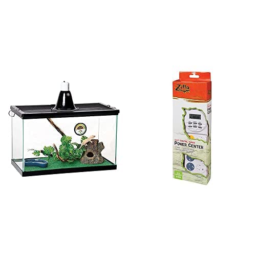 Zilla 10 Gallon Pet Reptile Starter Habitat Kit with Light and Heat for Small Tropical Dwelling Animals