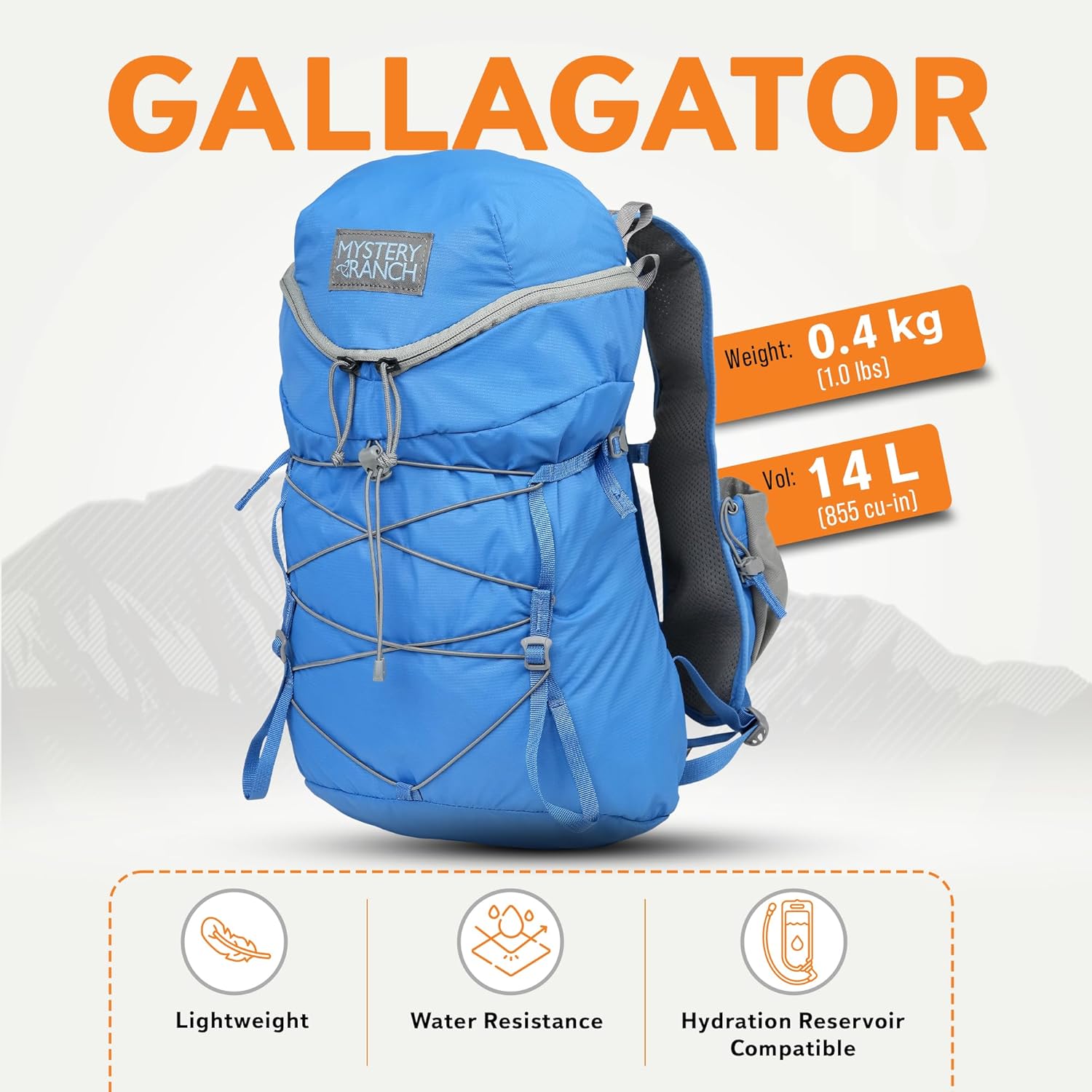 Mystery Ranch Gallagator 15 Travel Bag to Hiking Backpack Daypack, Pacific, L/XL