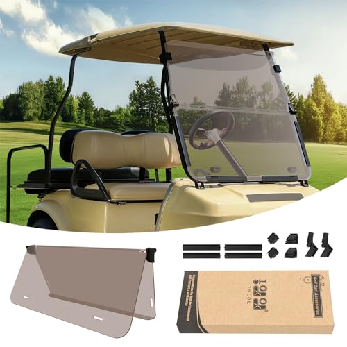 10L0L Golf Cart Windshield for Club Car DS Gas or Electric (2000-UP Models), Shatterproof and Foldable- Tinted