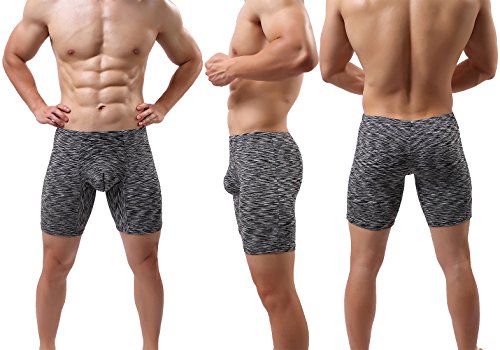 Men's No Ride Up Boxer Briefs Long Leg Underwear Low Rise Trunks with Pouch…