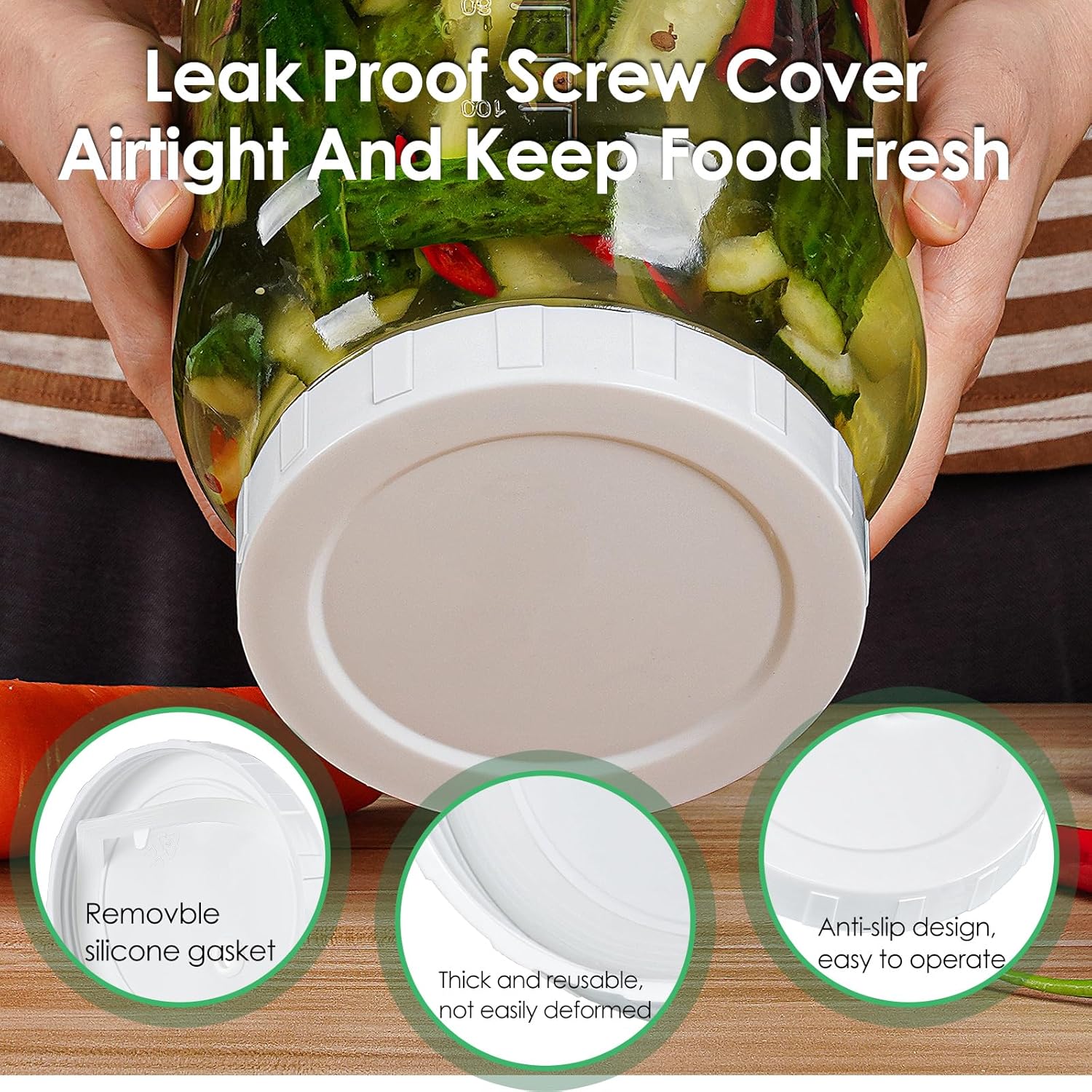 1 Pack Wide Mouth 1 Gallon Clear Glass Jar w Lid, Heavy Duty 100% Airtight Screw Lid w Silicone Gasket - Mason Jar w 2 Scale Mark for Fermenting Kombucha and Storing Food. Free 1 Gasket