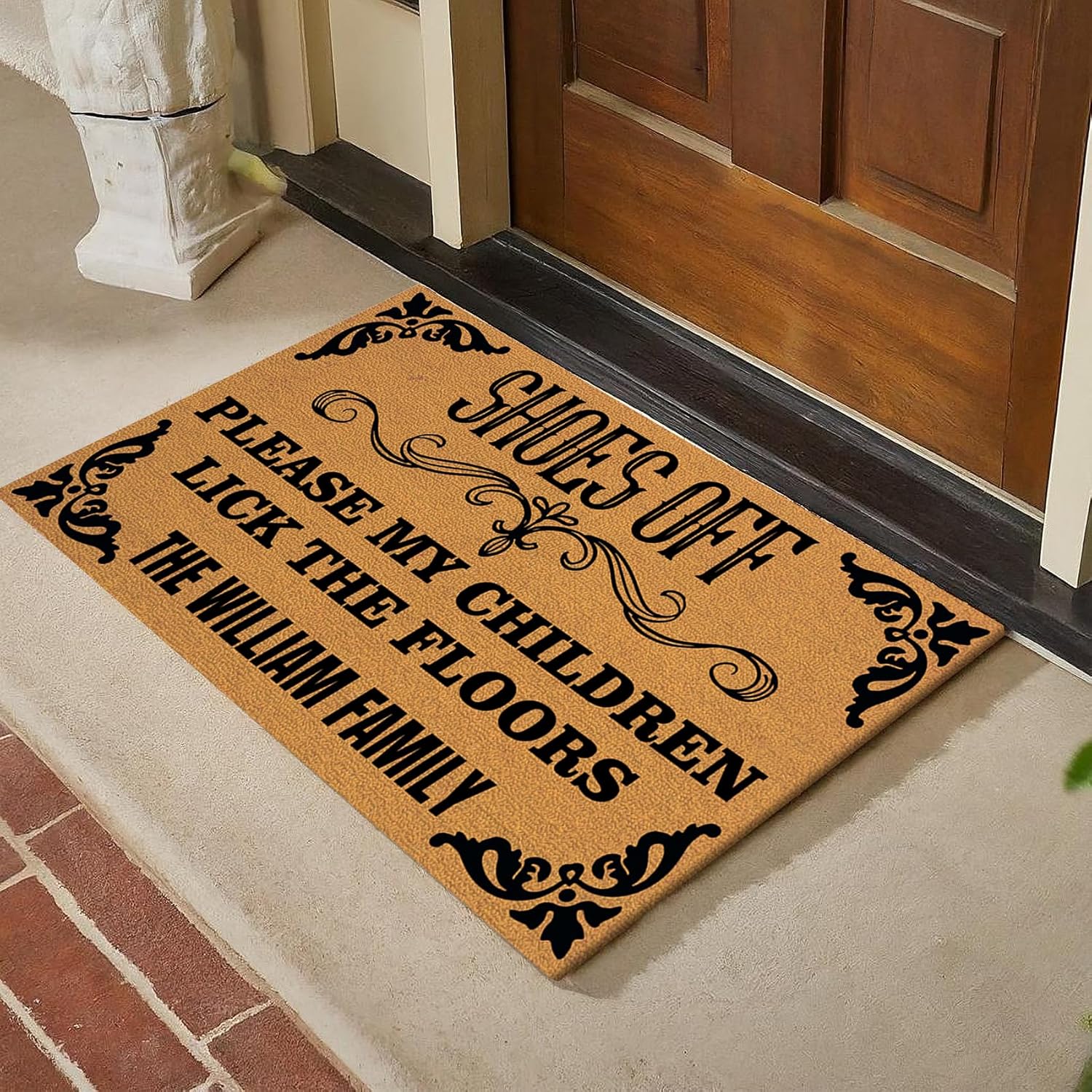 Custom Door Mat Shoes Off Please My Children Lick The Floor Mat Personalized Front Welcome Mats for Home Entrance