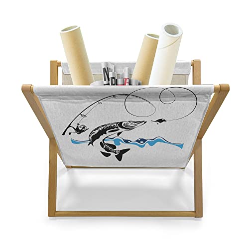 Ambesonne Fractal Magazine and Book Holder, Psychedelic Tentacles Converging into Flower Form Infinity Spinning Focus Design, Floor Rack Accent Living Room Office and School, 22