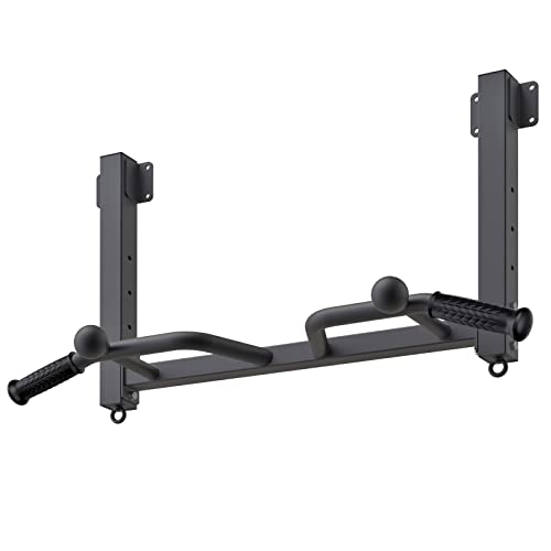 Joist Mounted Pull Up Bar - Heavy Duty Chin Up Bar - 4 Height Levels, Multi-Angle Grip, Rings for Accessories - Ideal for Home Gym Workout