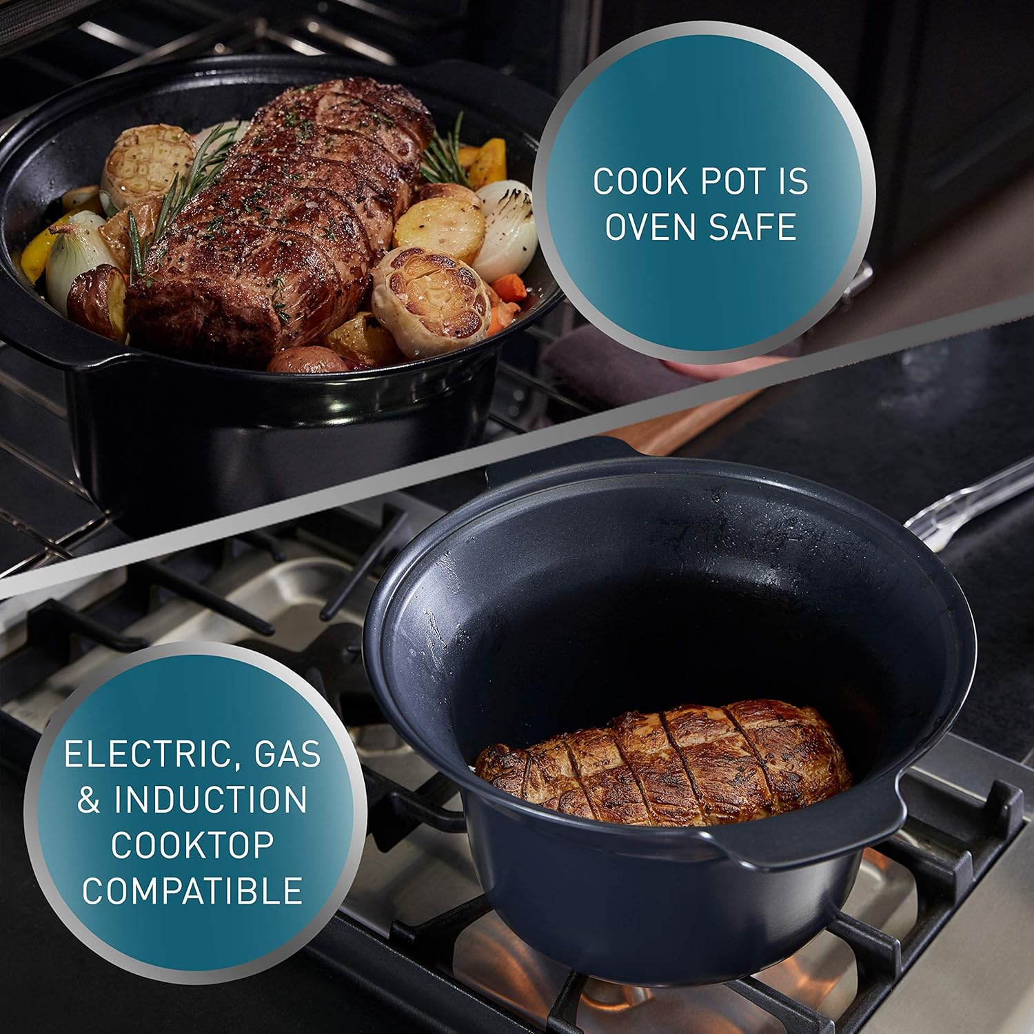 Calphalon Slow Cooker with Digital Timer and Programmable Controls, 5.3 Quarts, Stainless Steel