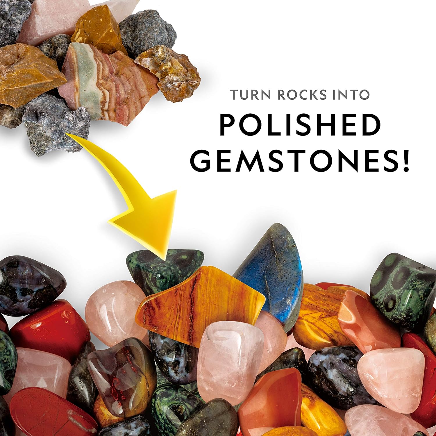 NATIONAL GEOGRAPHIC Rock Tumbler Media – The Ultimate Rock Polishing Supplies Kit, 4 Stage Bulk Grit, 1.5 Pounds of Ceramic Pellets, GemFoam Polishing Tumbling Media For 8 years and up