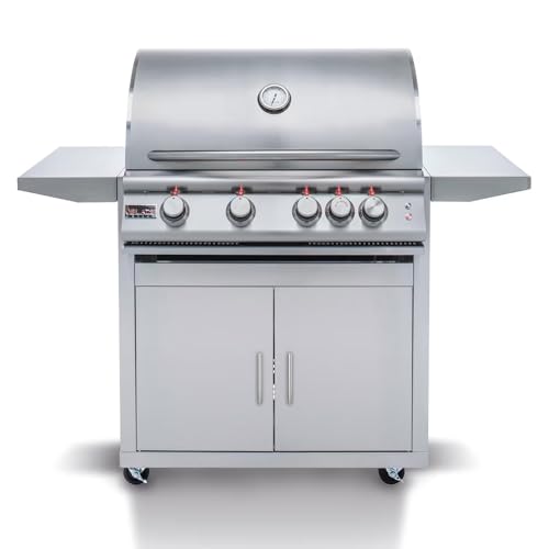 Blaze Outdoor Grill | Freestanding 40-inch Stainless Steel Propane Gas BBQ Grill | 5 Burner | Premium Outdoor Kitchen Grilling | Rear Infrared Burner & Grill Lights