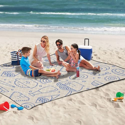Sushi Extra Large Picnic Outdoor Blanket, Foldable Beach Blanket Waterproof Sandproof Camping Mat for Family Travel Park Wet Grass Hiking Yoga, 60 x 80 Inch