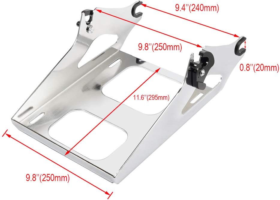 Amazicha Detachable 2 Two Up Tour Pack Pak Luggage Rack Mounting Rack + 4 Point Docking Hardware Kit Compatible for Harley Touring Street Glide/Electra Glide/Road Glide/Road King 14-Up(Chrome)