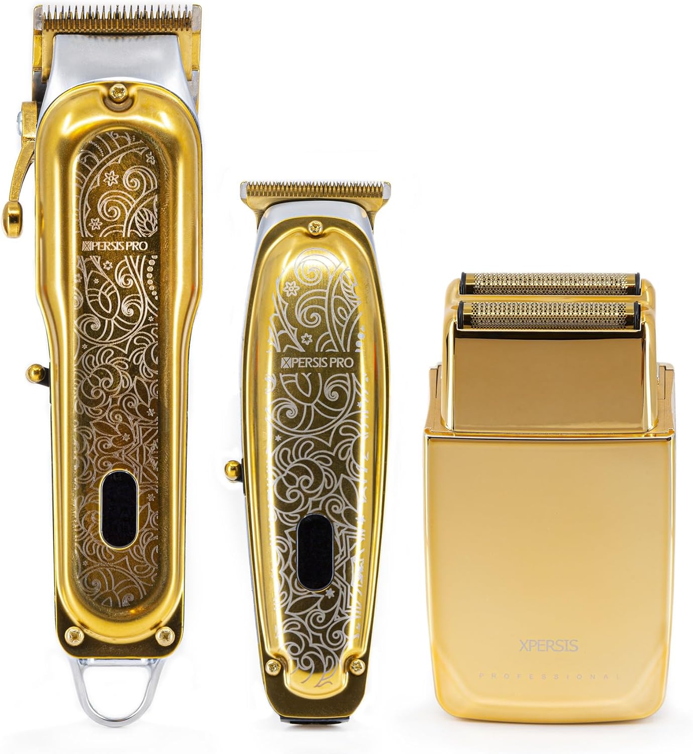 PRO Cordless Hair Clipper + Hair Trimmer for Mens and Barbers +Shaver with Sharp Blades, Cord/Cordless Electric Razor for Mens Gold