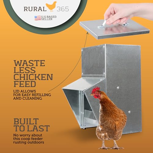 50lb Capacity Galvanized Chicken Feeder Weatherproof Coop Dispenser