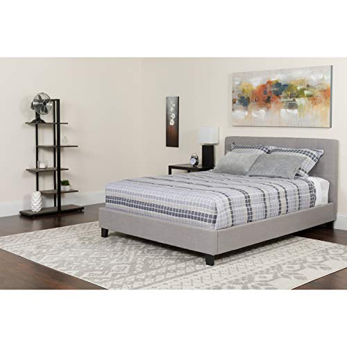 Flash Furniture Tribeca Queen Size Tufted Upholstered Platform Bed in Dark Gray Fabric with Memory Foam Mattress