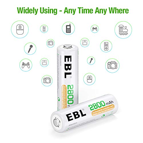 EBL Rechargeable AA Batteries 2800mAh 1.2V Ni-MH AA Rechargeable Batteries 12 Pack