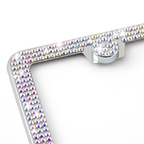Bling License Plate Frame for Women,2 Pack Premium Stainless Steel Rhinestone License Plate Holder,Handmade Glitter Crystal Diamond Girl Lincense Plate Tag Cover,Bedazzled Sparkly-Black
