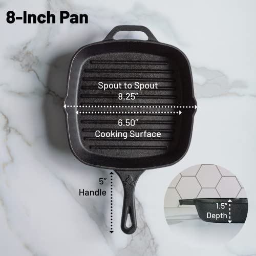 Backcountry Iron 12 Inch Square Grill Pan Large Pre-Seasoned Cast Iron