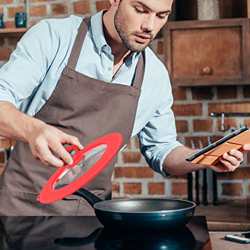 Set of 2 Vented Tempered Glass Universal Lid for Pot Pan Skillet with Heat Resistant Silicone Microwave Splatter Cover Microwave Safe Fit 6.5