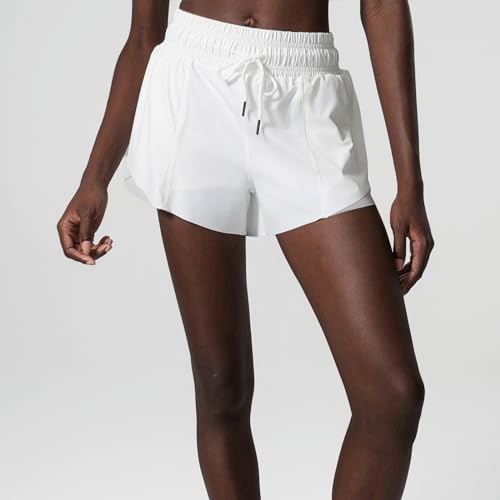 Women's Workout Shorts 2 in 1 Running Tennis Shorts Lightweight Elastic High Waisted Drawstring Athletic Shorts Gym Yoga