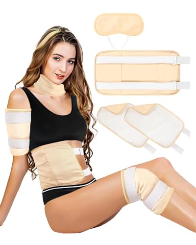 Castor Oil Pack Wrap for Women Gifts, 4 Pcs Reusable Organic Cotton Pack Kit for Neck Waist Knee, Flannel Cloth Compress Kit (Blue)