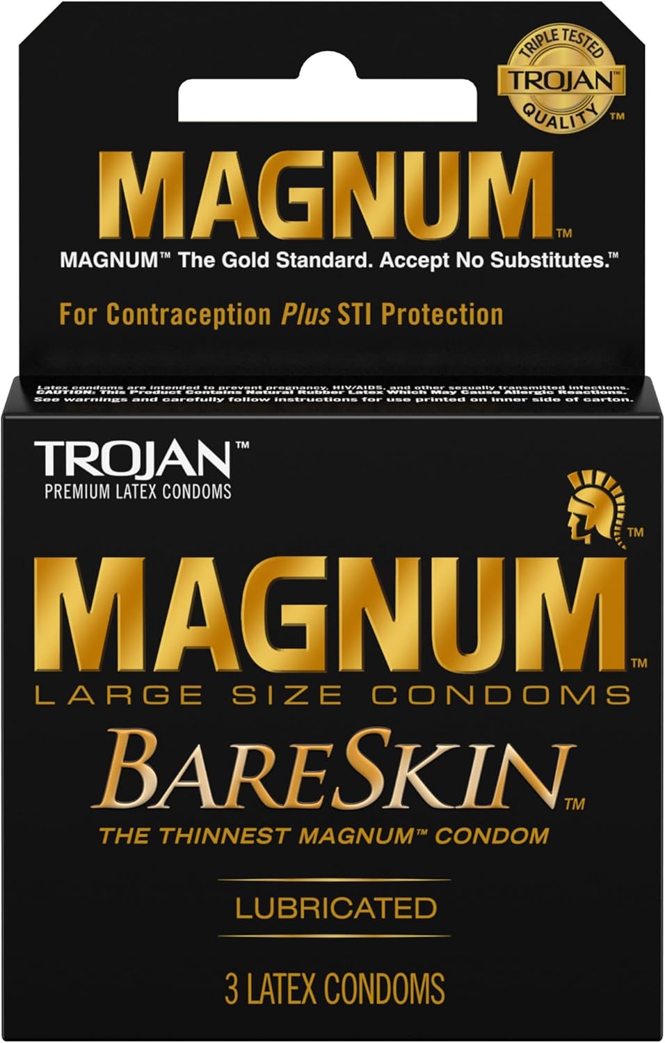 TROJAN Magnum Bareskin Lubricated Condoms, 3 Count (Pack of 6)