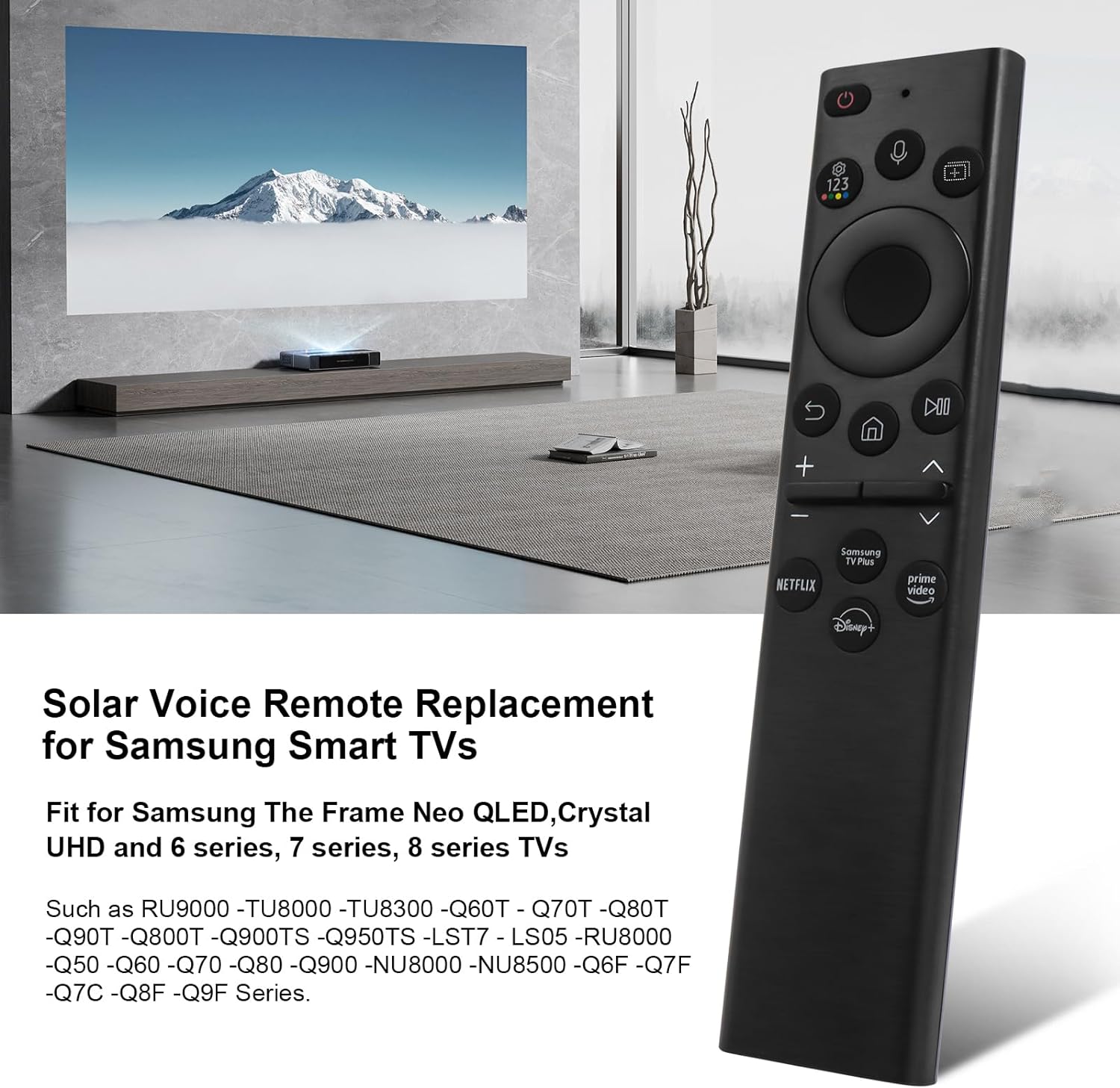 BN59-01385A Bluetooth Rechargeable Solar Cell Control for Samsung Solar Remote Control for Smart TV, Compatible with Samsung Smart TVs 2021-2023 Neo QLED, The Frame and Crystal UHD Smart TVs Series