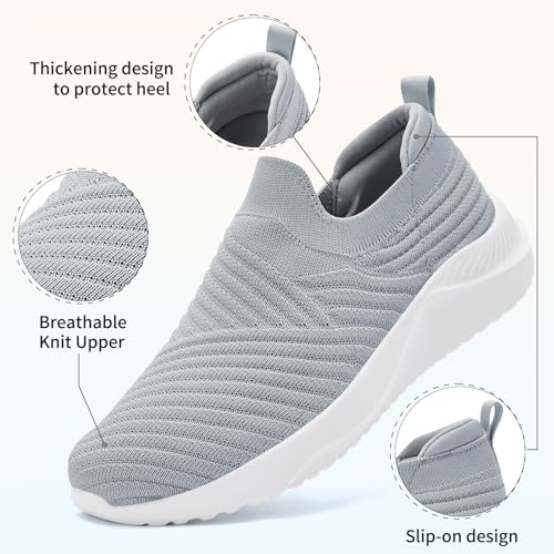 AKK Womens Walking Shoes Slip on Sneakers Comfortable Knitted Mesh Sneakers Lightweight Casual Work Shoes