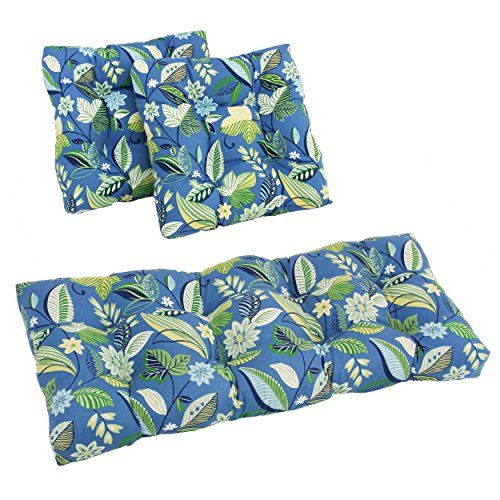 Blazing Needles Outdoor Tufted Settee Cushion Set, Haliwell Caribbean 3 Count